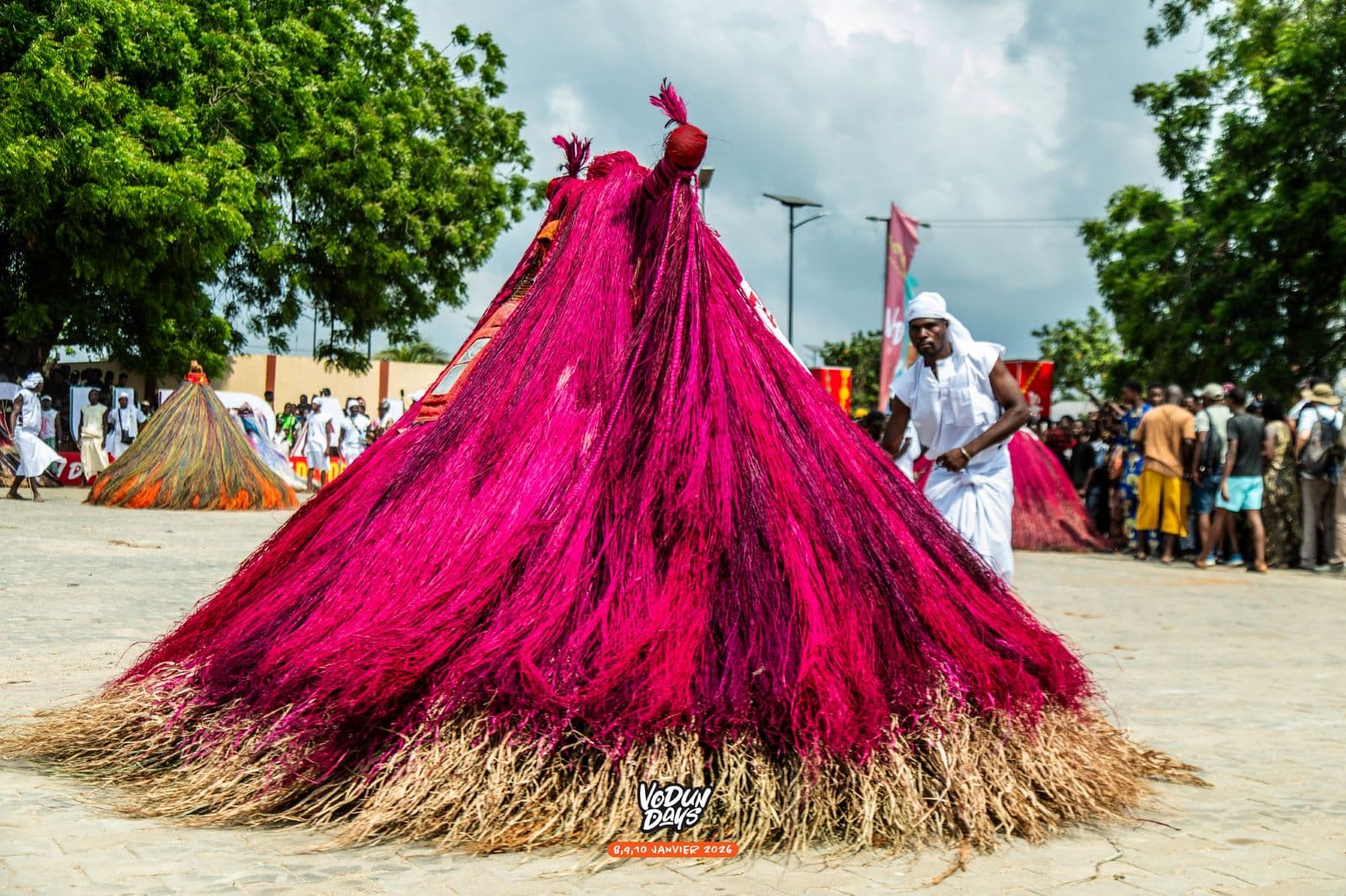 Zangbeto performance in front of the French Fort in Ouidah during Vodun Days 2026